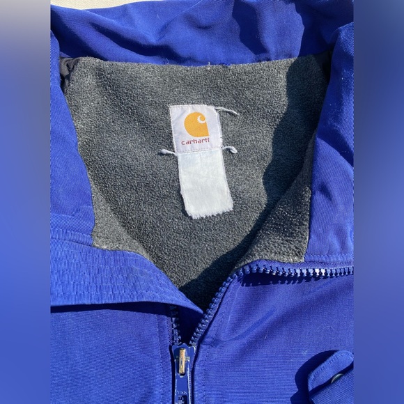 Vintage Y2K Carhartt Royal Blue Zip-Up Lined Fleece Nylon Cold Weather Jacket L - Picture 4 of 10